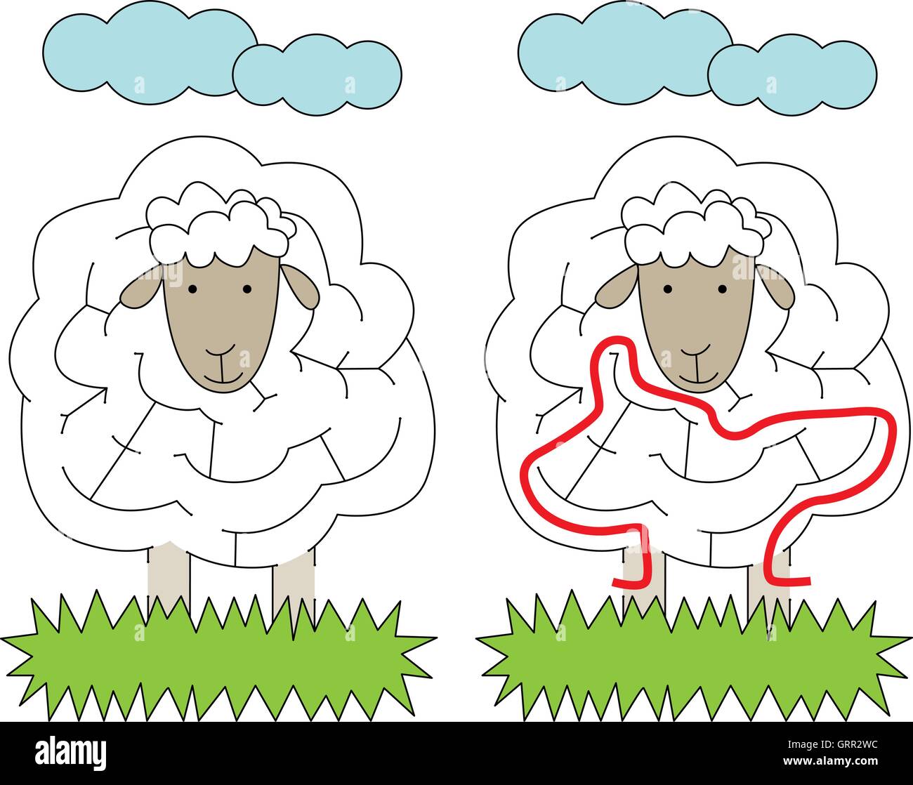 Labirinto di pecore facile Illustrazione Vettoriale
