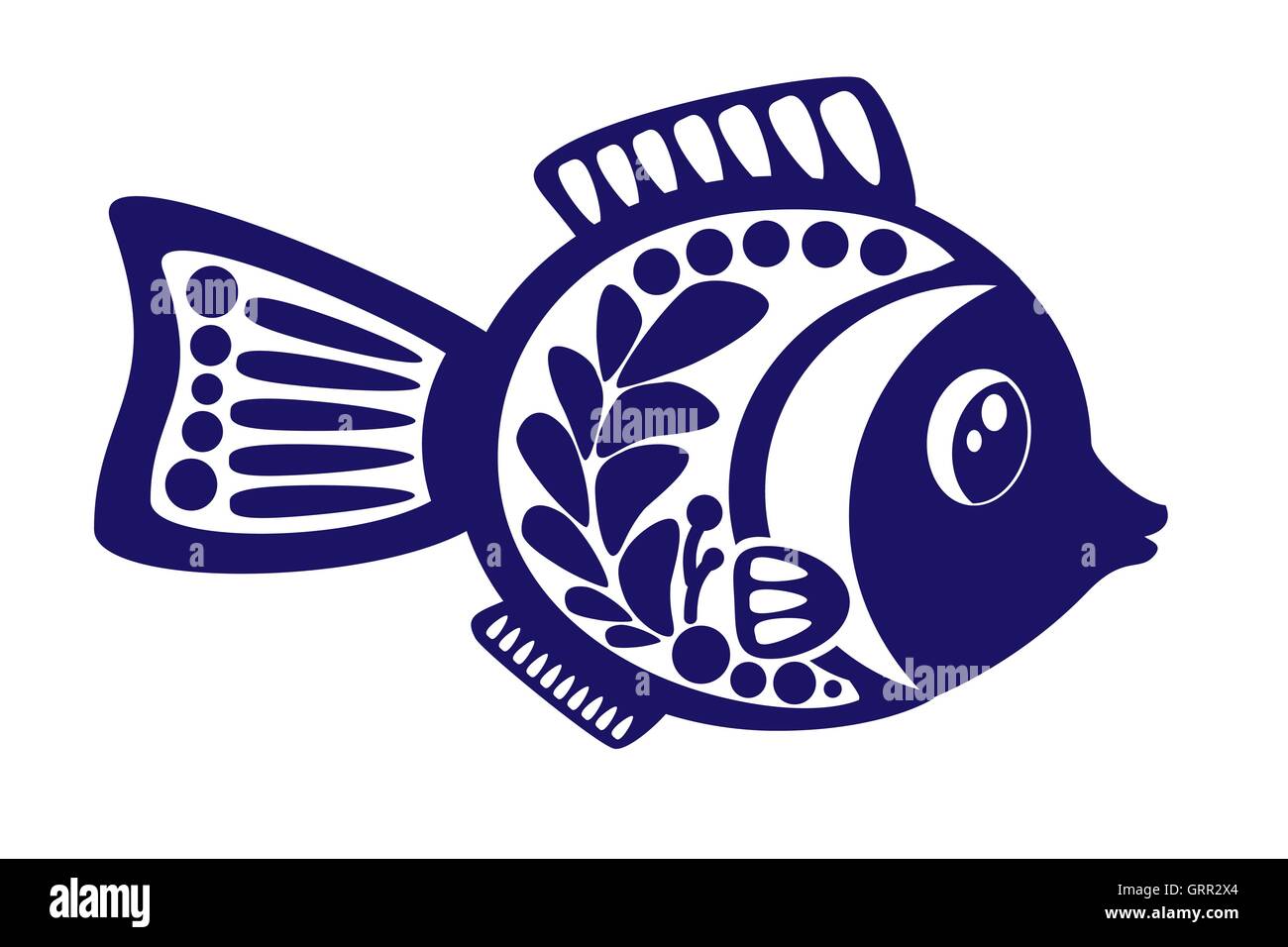 Illustrazione di isolato cartoon pesce su sfondo bianco. Vettore Illustrazione Vettoriale