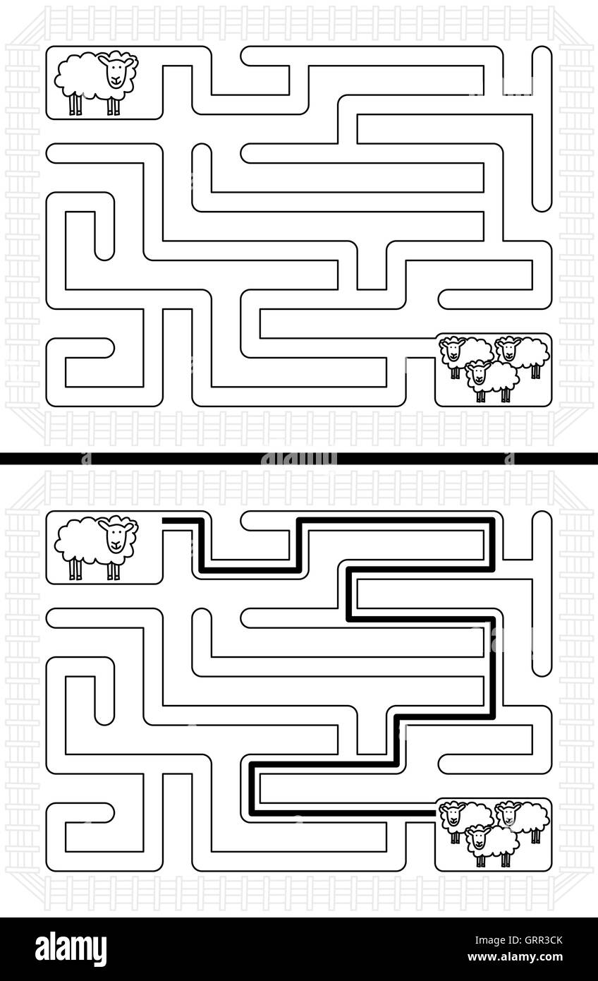 Facile pecore maze Illustrazione Vettoriale