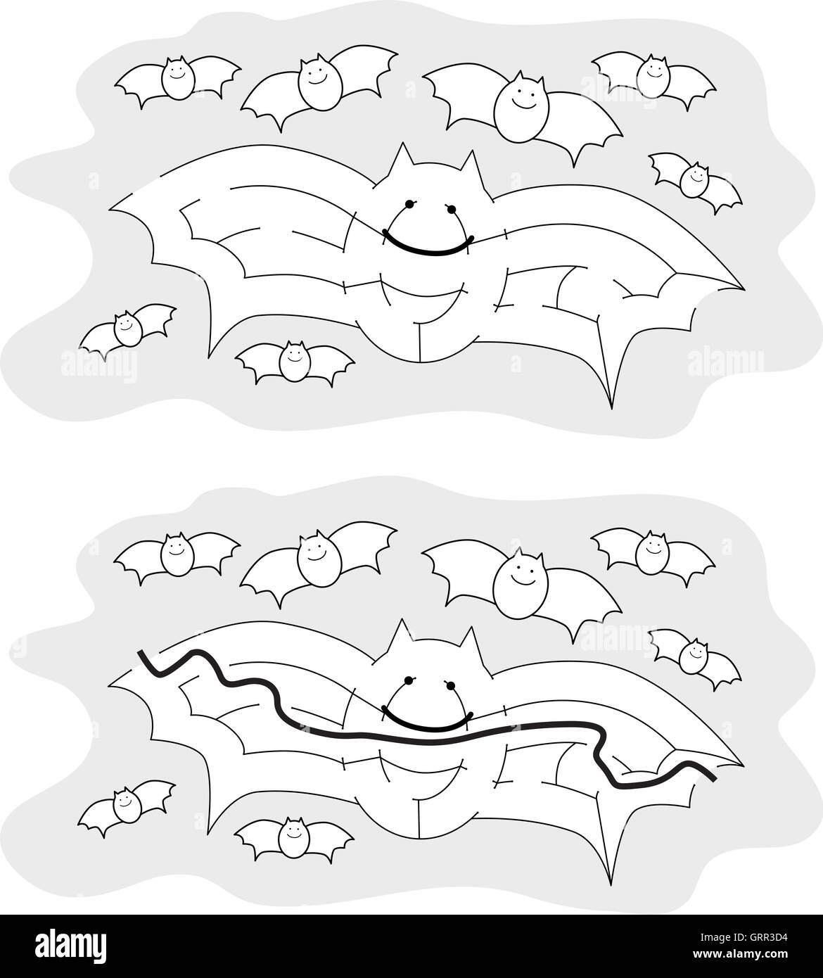 Labirinto di pipistrello facile Illustrazione Vettoriale