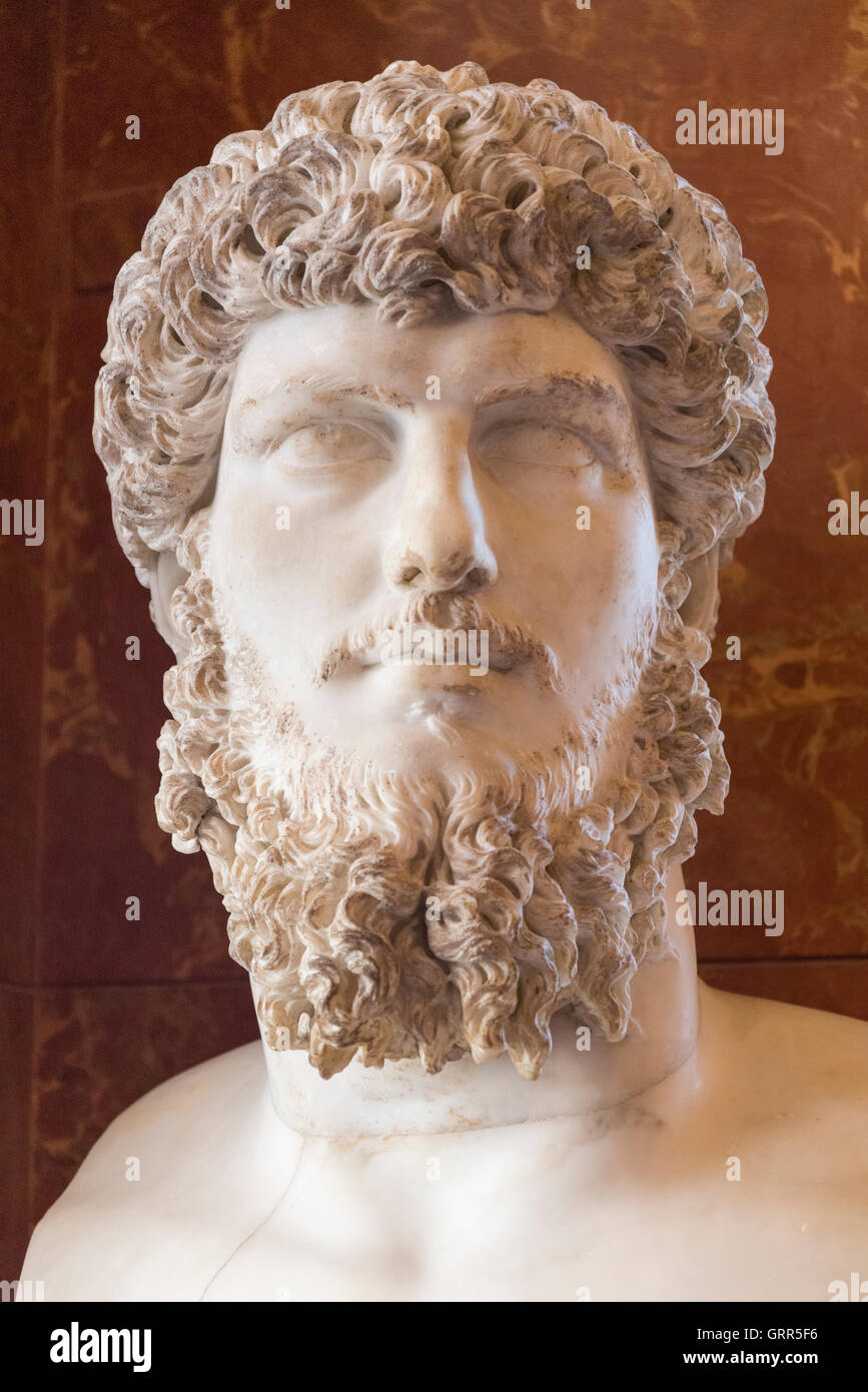 L'imperatore Lucius Verus L'Empereur Lucius Verus statua in marmo del Museo del Louvre, Parigi, Francia Foto Stock