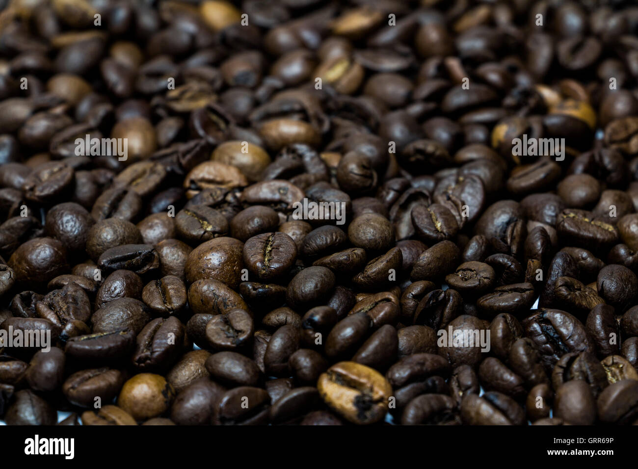 I chicchi di caffè close-up dello sfondo. Foto Stock