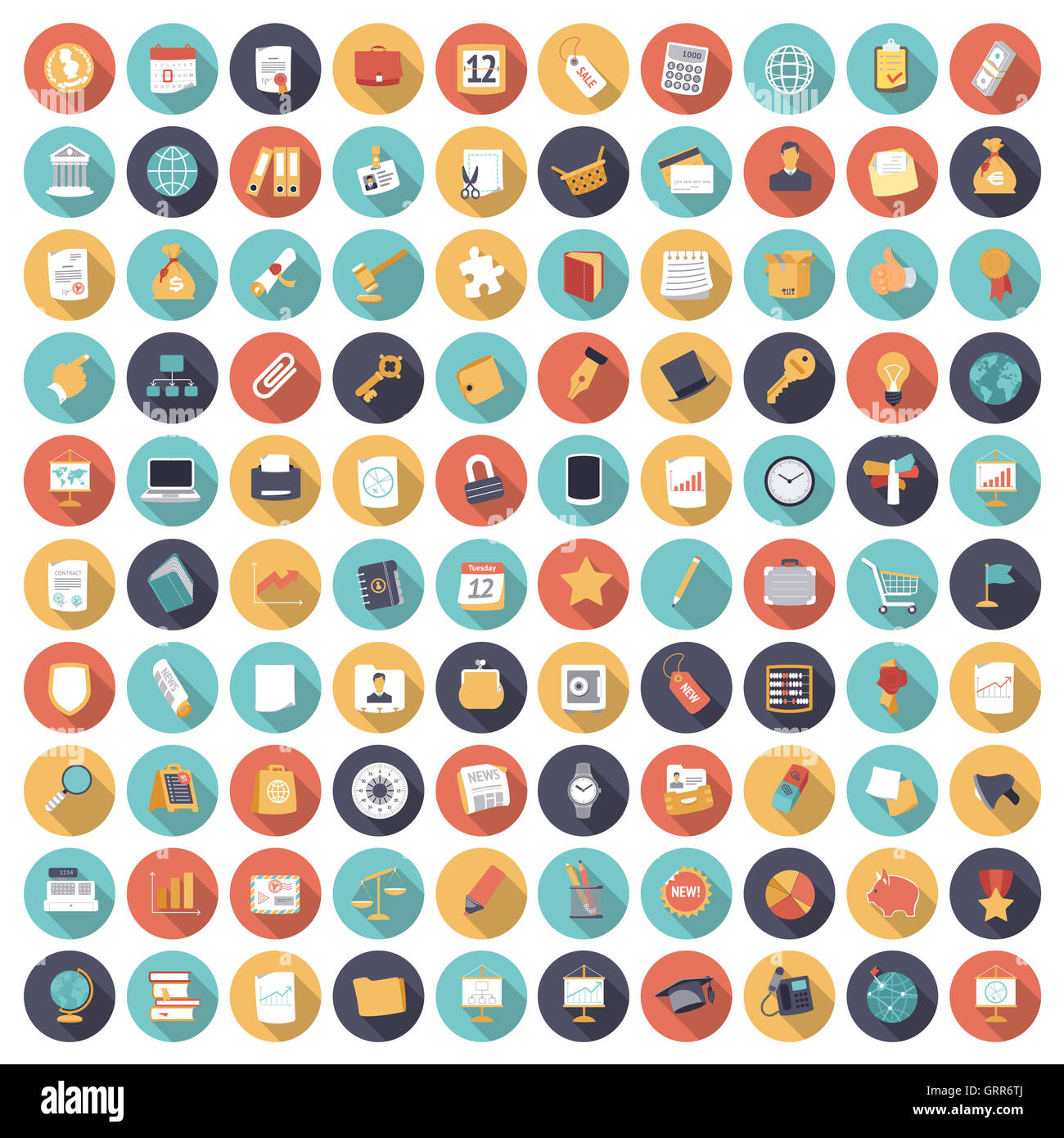 Design piatto icone per affari e finanza. Foto Stock