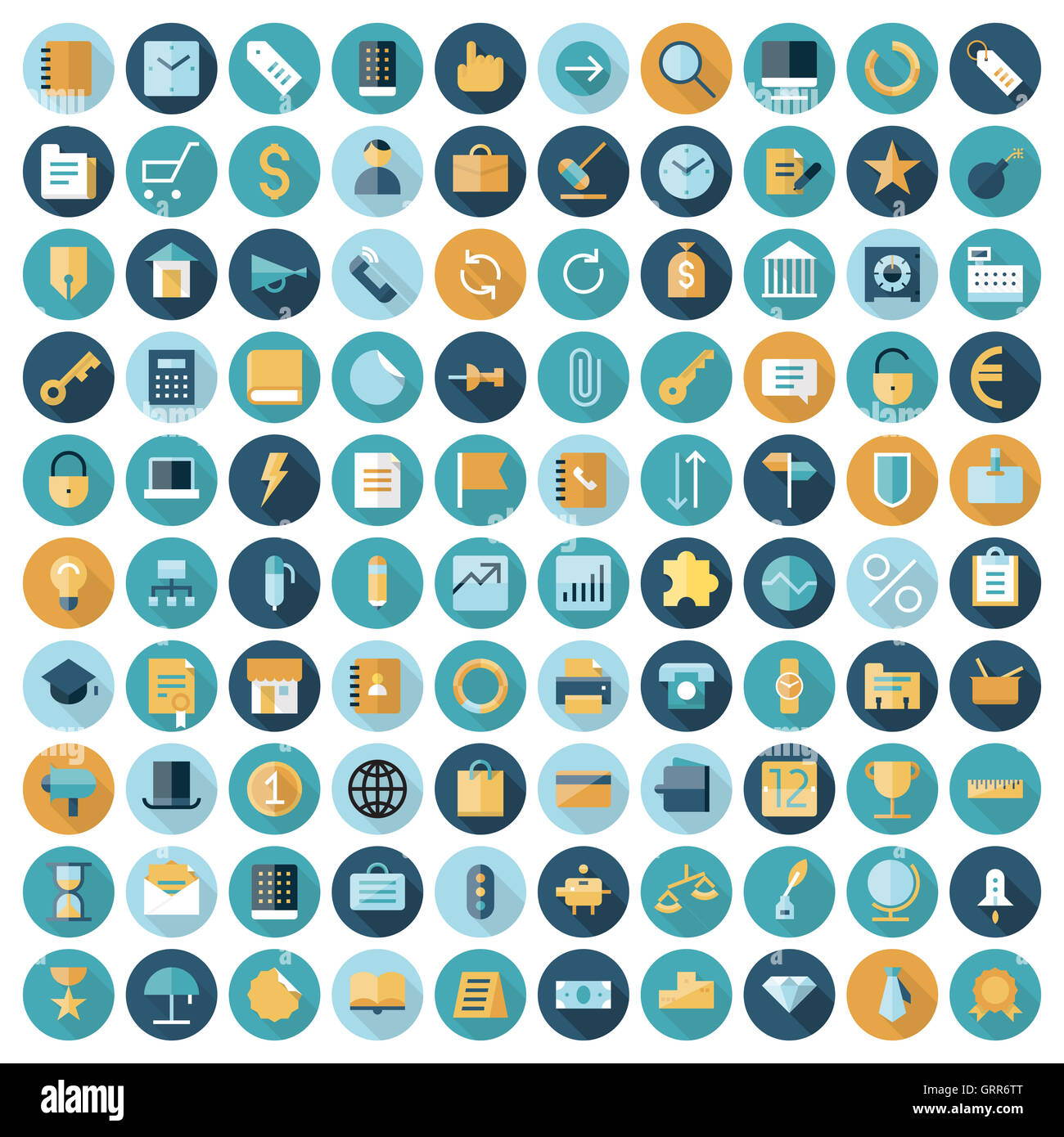 Design piatto icone per affari e finanza. Foto Stock