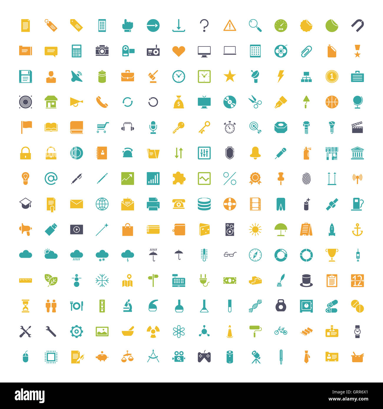 Design piatto icone per business, tecnologia industriale e interfaccia utente. Foto Stock