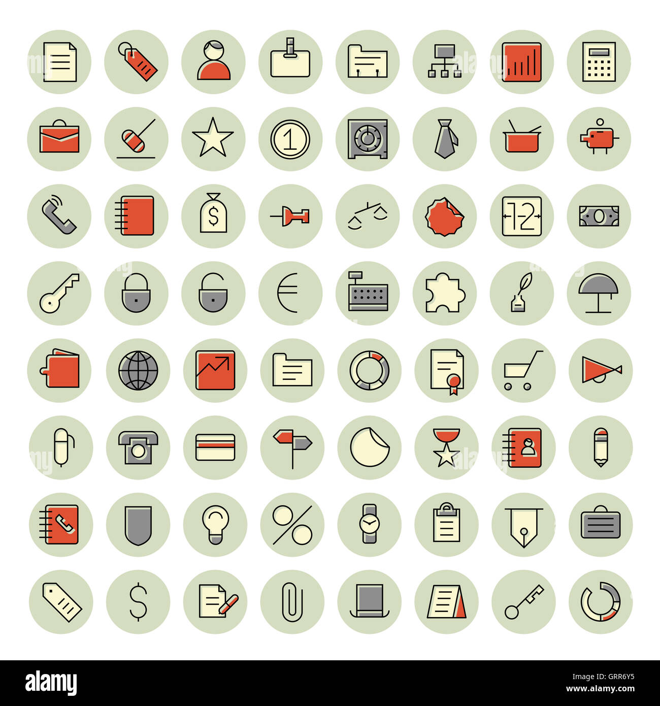 Sottile linea di icone per business, il sistema bancario e finanziario. Foto Stock