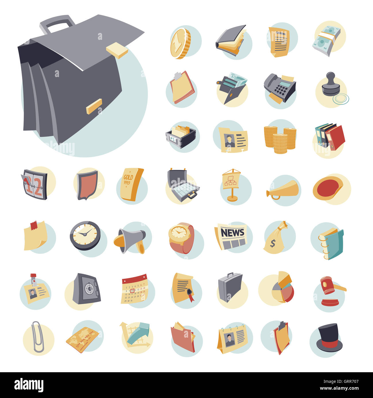 Vintage set di icone per affari e finanza. Foto Stock