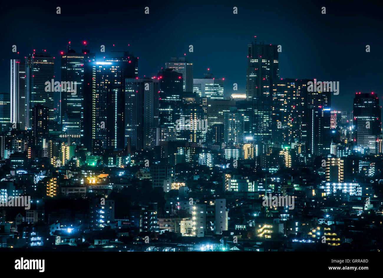 Vista notturna di Shinjuku da Nerima-Ku,Tokyo Giappone Foto Stock