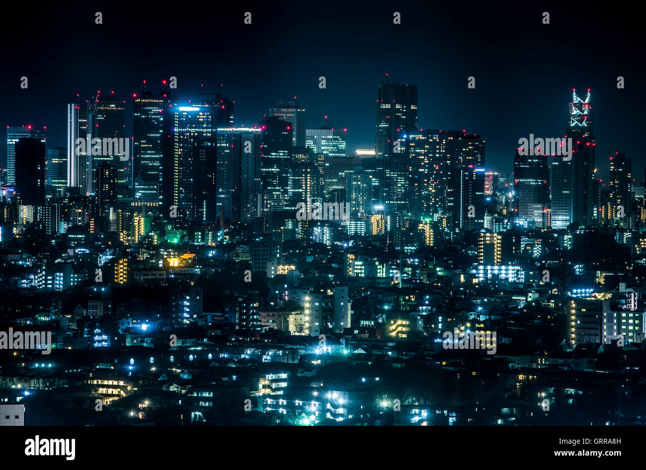 Vista notturna di Shinjuku da Nerima-Ku,Tokyo Giappone Foto Stock