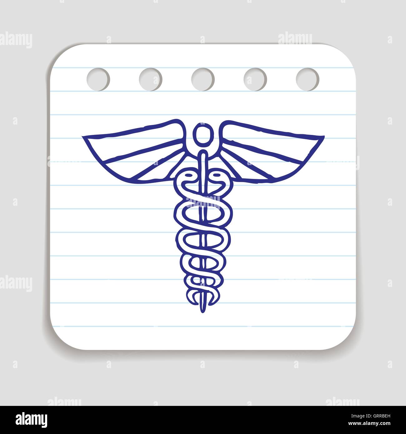 Caduceo emblema doodle icona Illustrazione Vettoriale