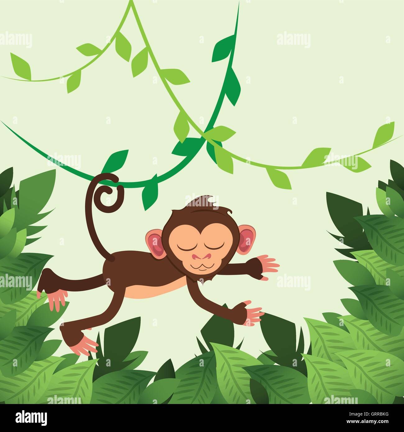 Jungle monkey cartoon Illustrazione Vettoriale