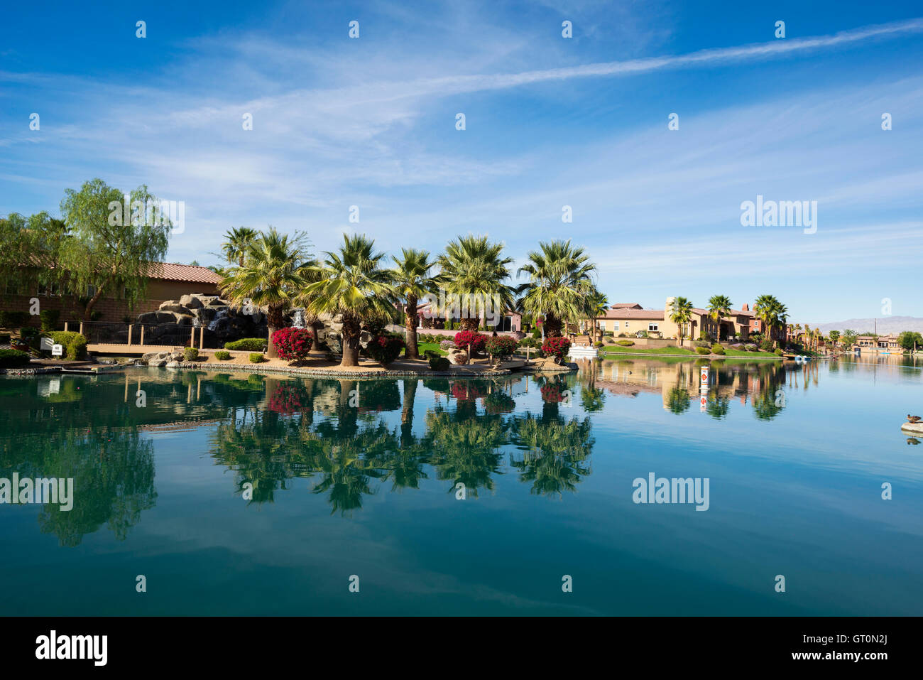 Sunny desert home lo stile di vita nella comunità gated in Rancho Mirage, California Coachella Valley Foto Stock