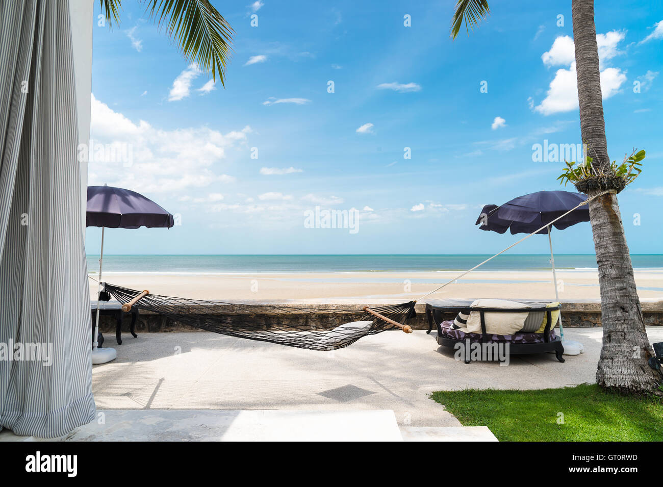 Palme e culla nella stagione estiva Foto Stock