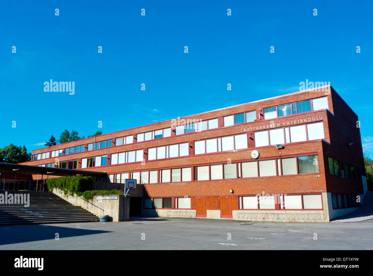 Lykki, Lauttasaaren Yhteiskoulu, completo scuola con la scuola media e la scuola secondaria, Lauttasaari, Helsinki, Finlandia Foto Stock
