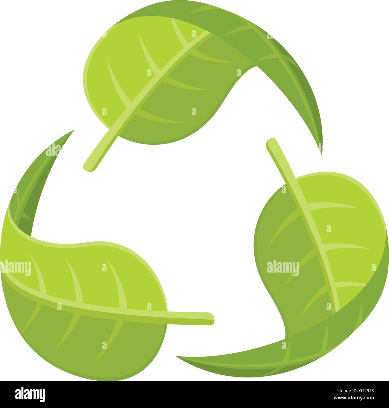 Foglie di logo di riciclo. Illustrazione Vettoriale di tre foglie verdi costituenti il logo di riciclo. Illustrazione Vettoriale