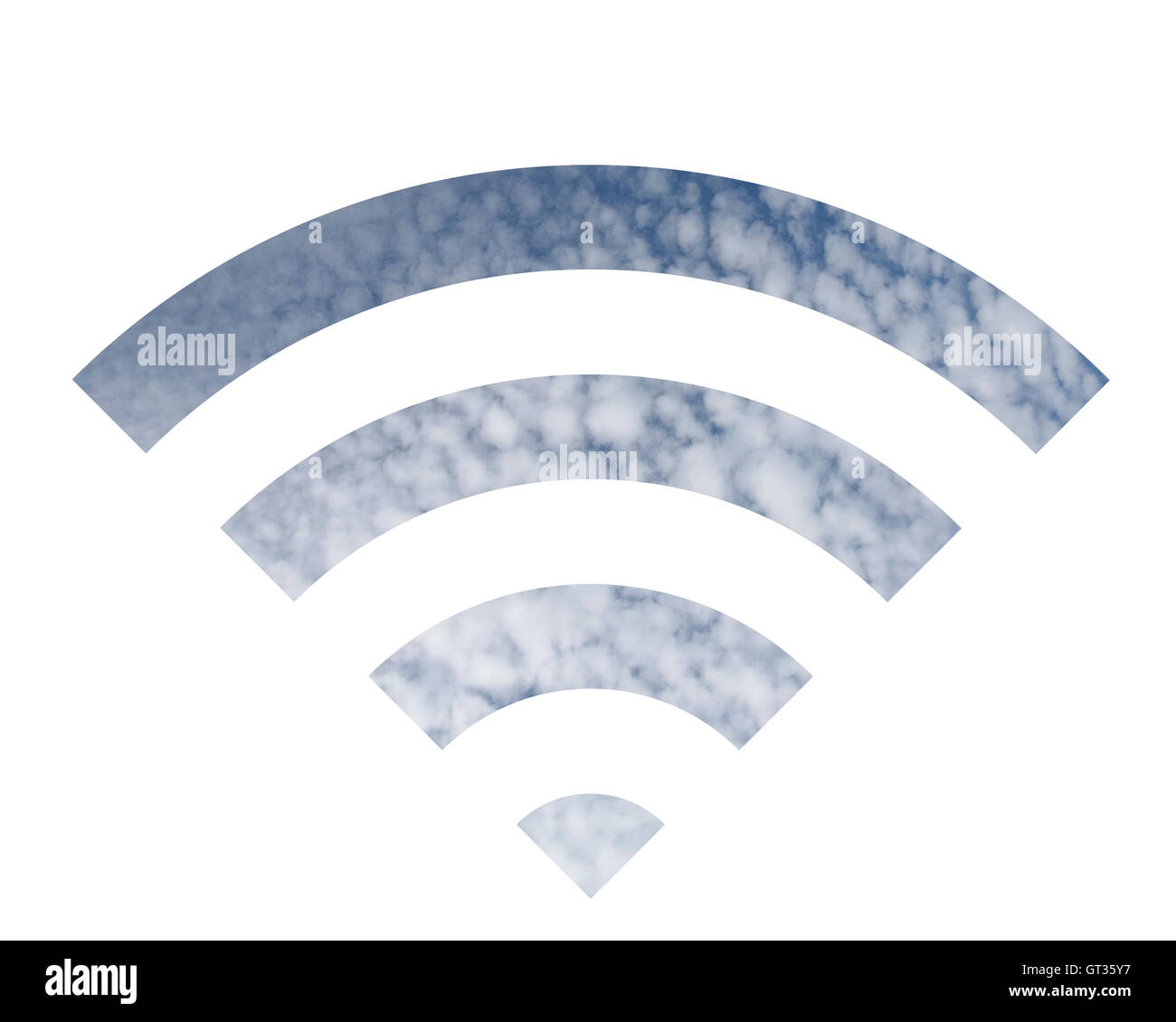 Il logo Wifi fatta fuori del cloud Foto Stock