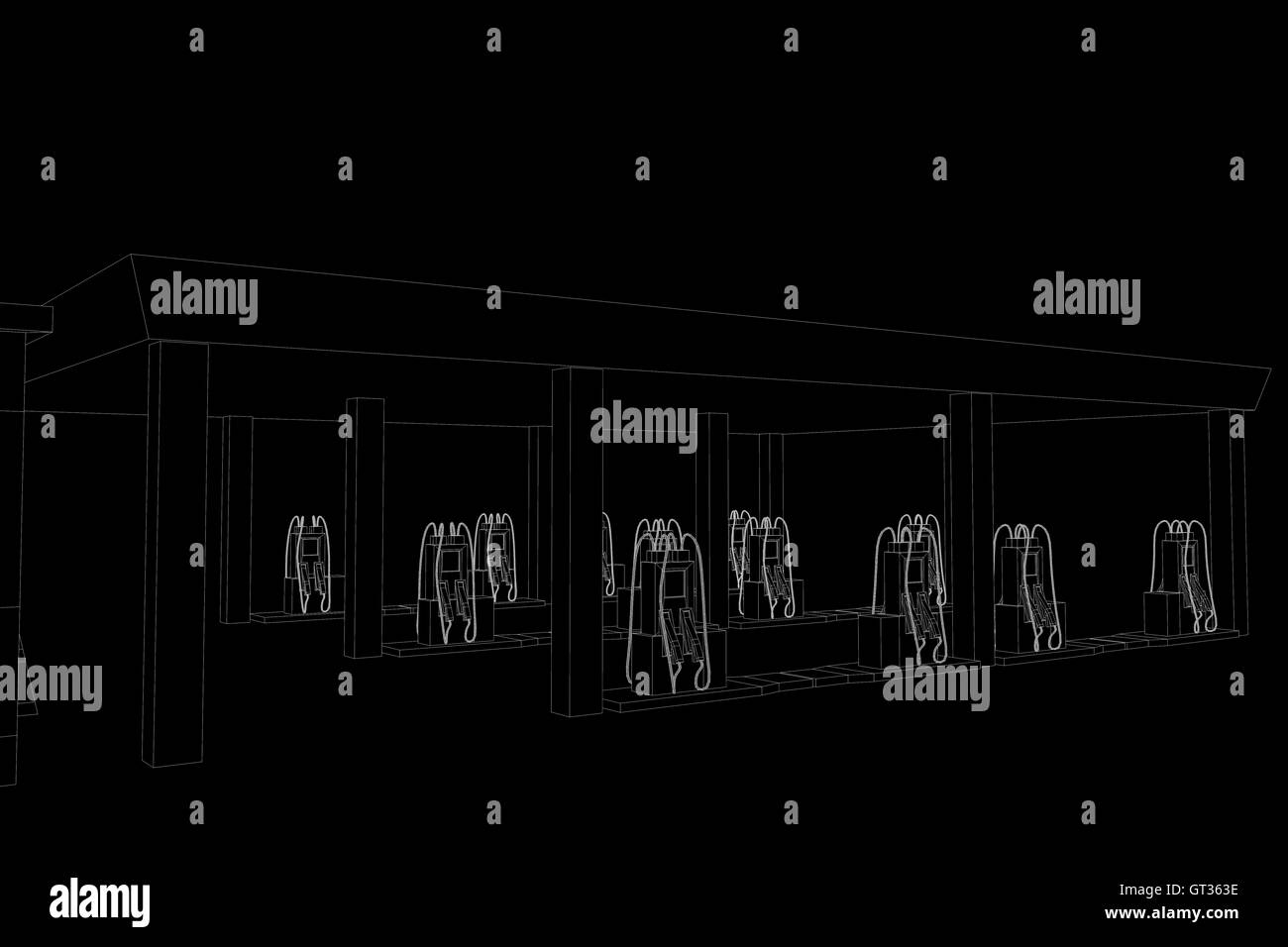 3D Olio Gas edificio in movimento. Bello il rendering 3D Foto Stock