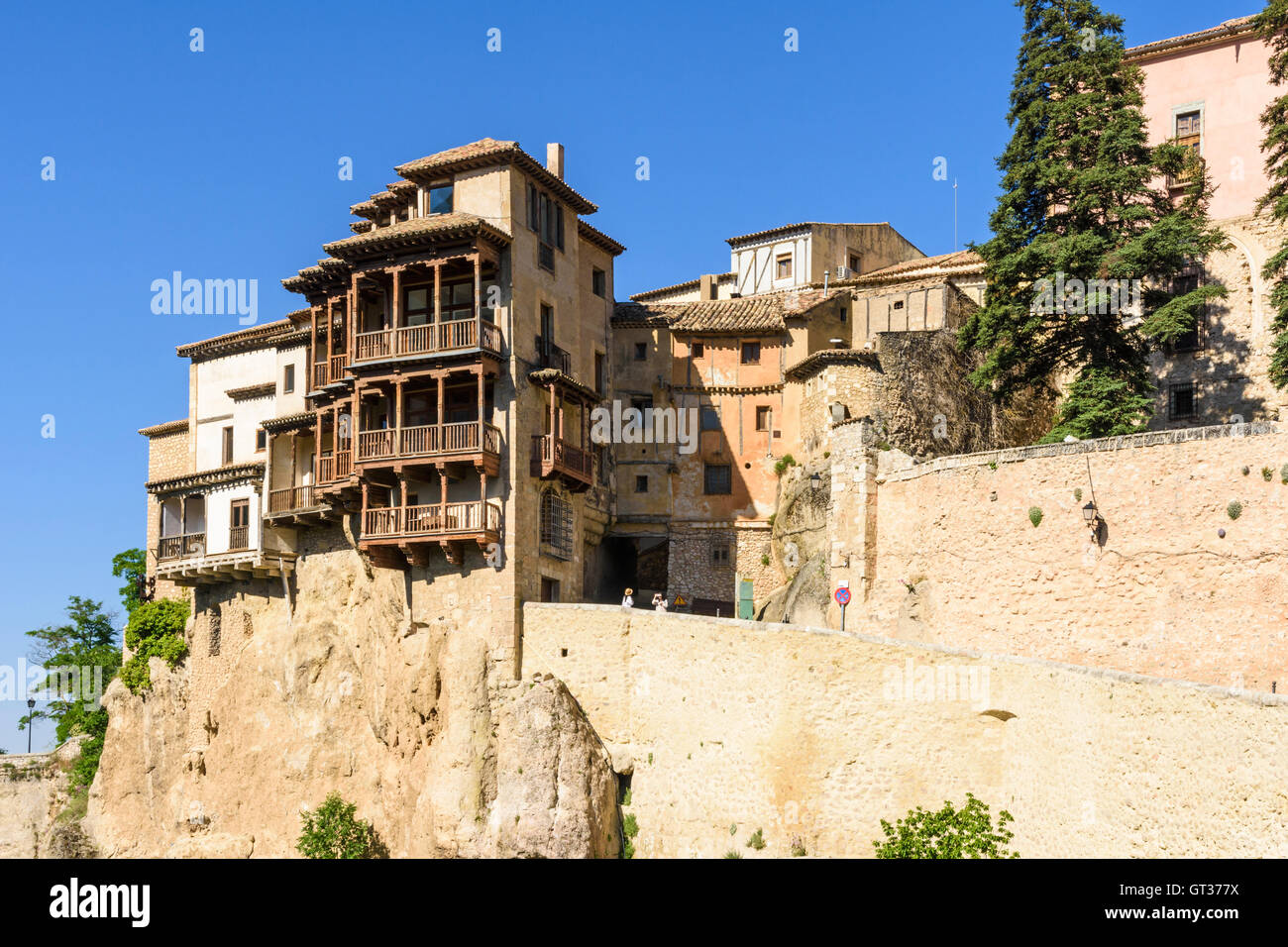 Le case sospese di Cuenca affacciato sul Huecar Gorge, Cuenca, Castilla La Mancha, in Spagna Foto Stock