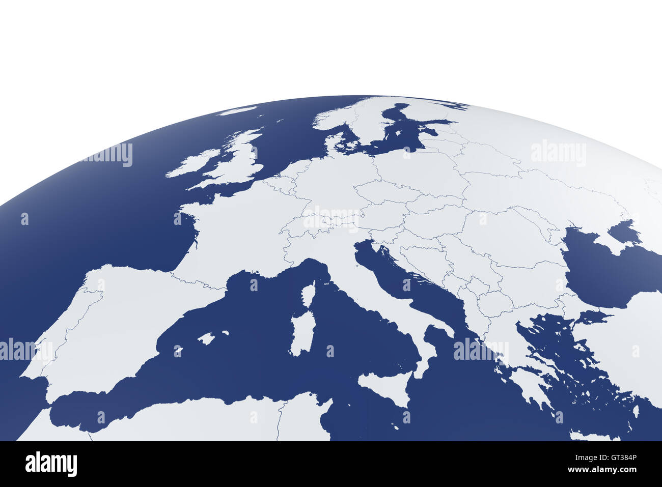 3D render di Europa mappa globo terrestre con sfondo bianco Foto Stock