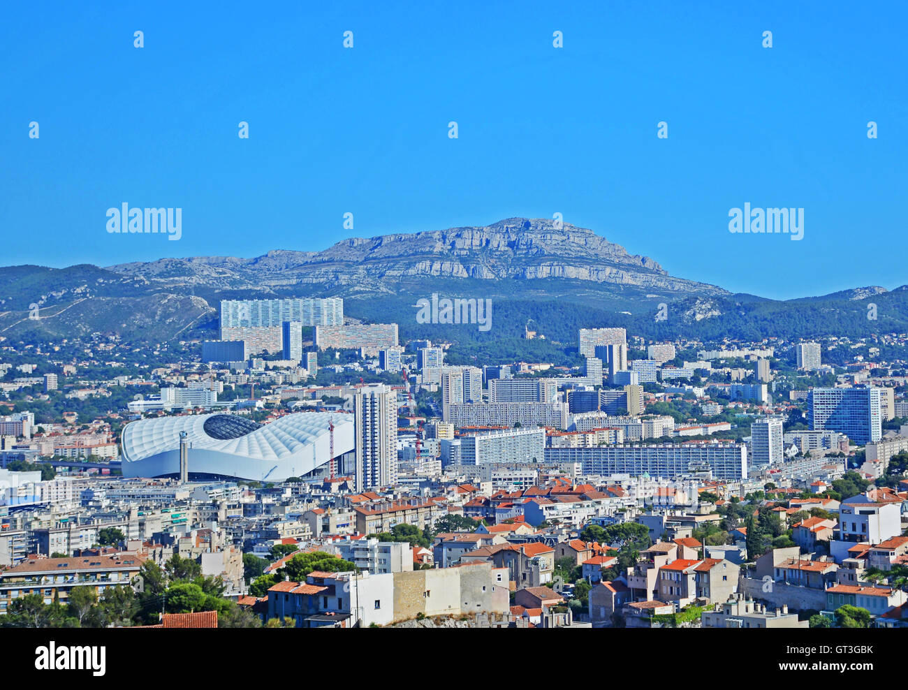 Il distretto di nuovo stadio Velodrome Marseille Foto Stock