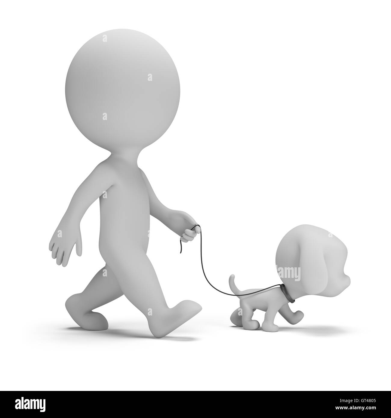 3d piccolo popolo - Passeggiata con il cane Foto Stock