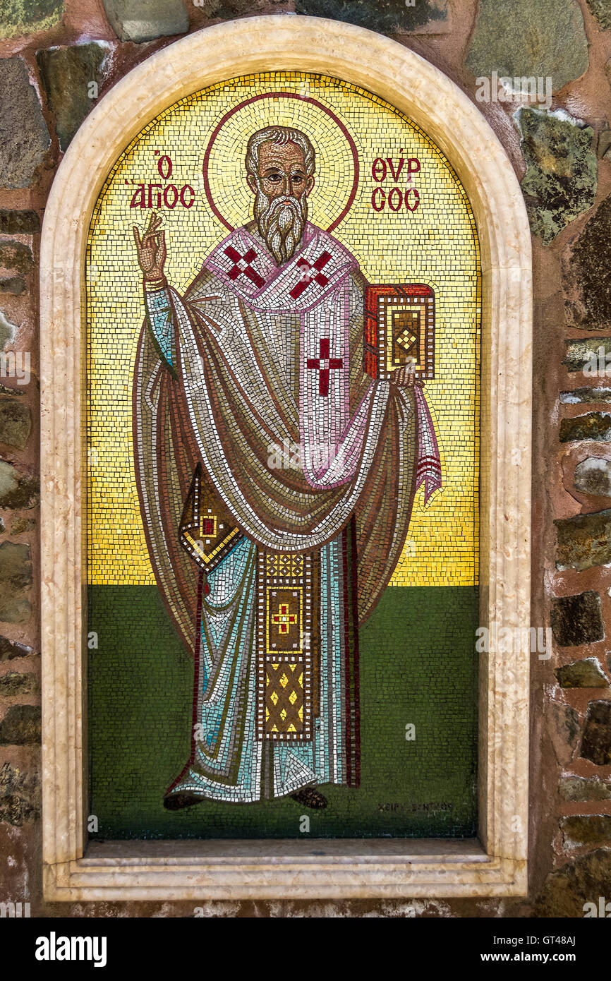 Mosaico figura al monastero Kikko Cipro Foto Stock