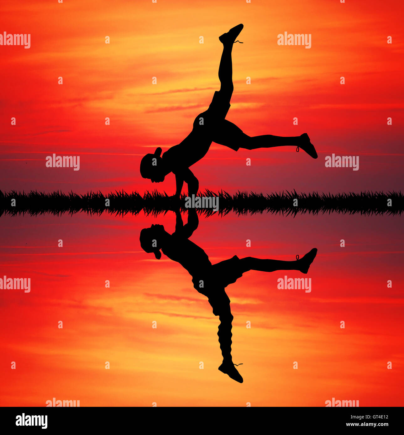 Breakdance al tramonto Foto Stock