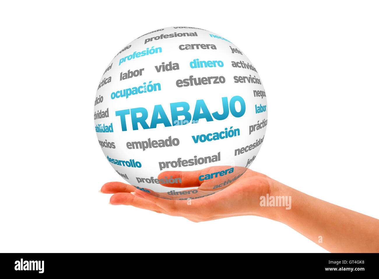 3d lavoro parola sfera (in spagnolo) Foto Stock