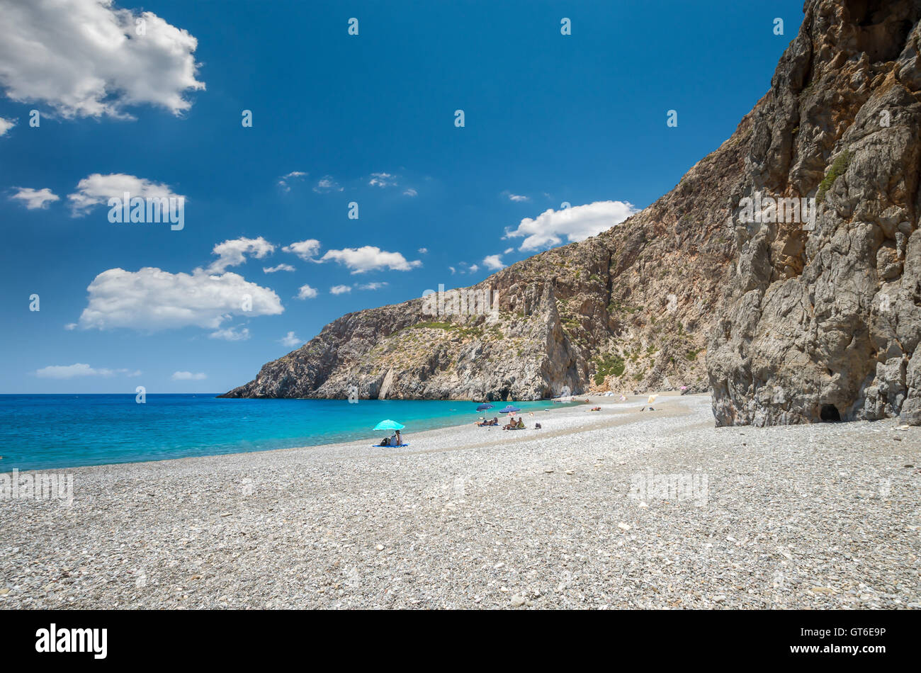 Agiofarago beach, Creta, Grecia. Agiofaraggo è una delle più belle spiagge di Creta. Esso è circondato da scogliere. Foto Stock
