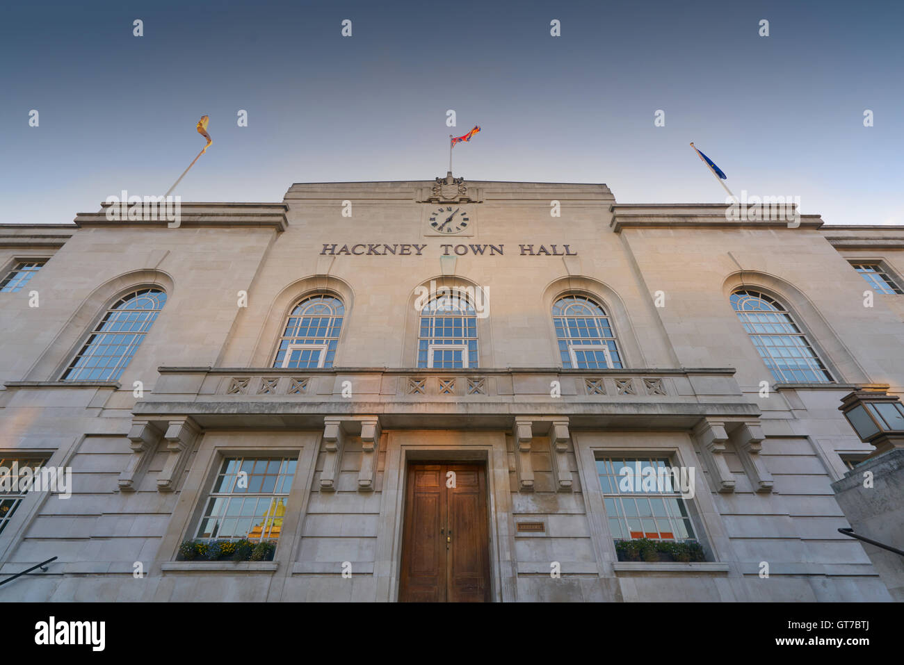 Hackney Town Hall, Borough of Hackney, trainare hall Foto Stock