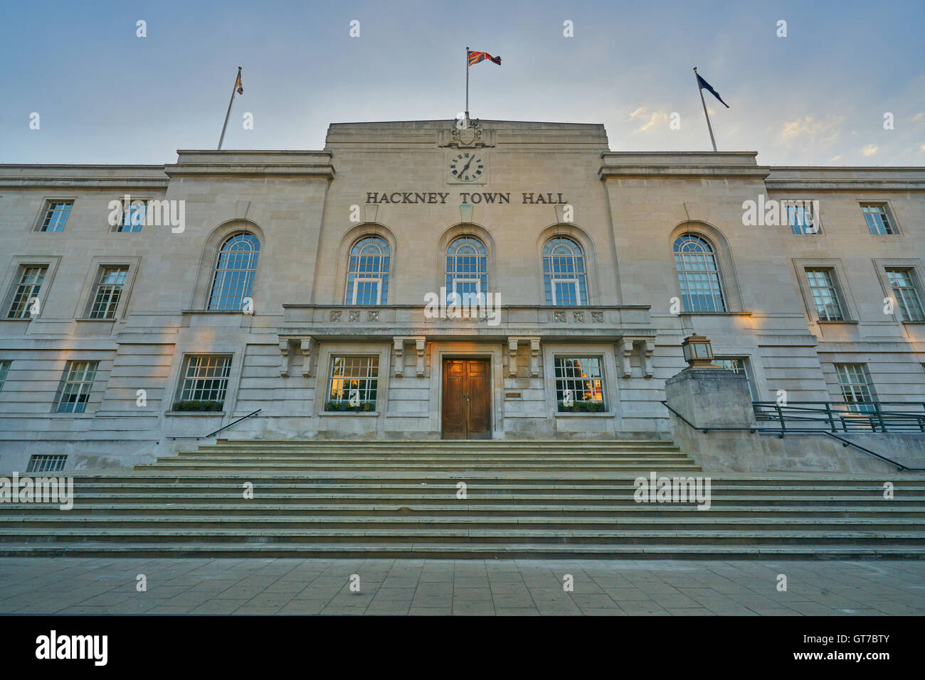 Hackney Town Hall, Borough of Hackney, trainare hall Foto Stock