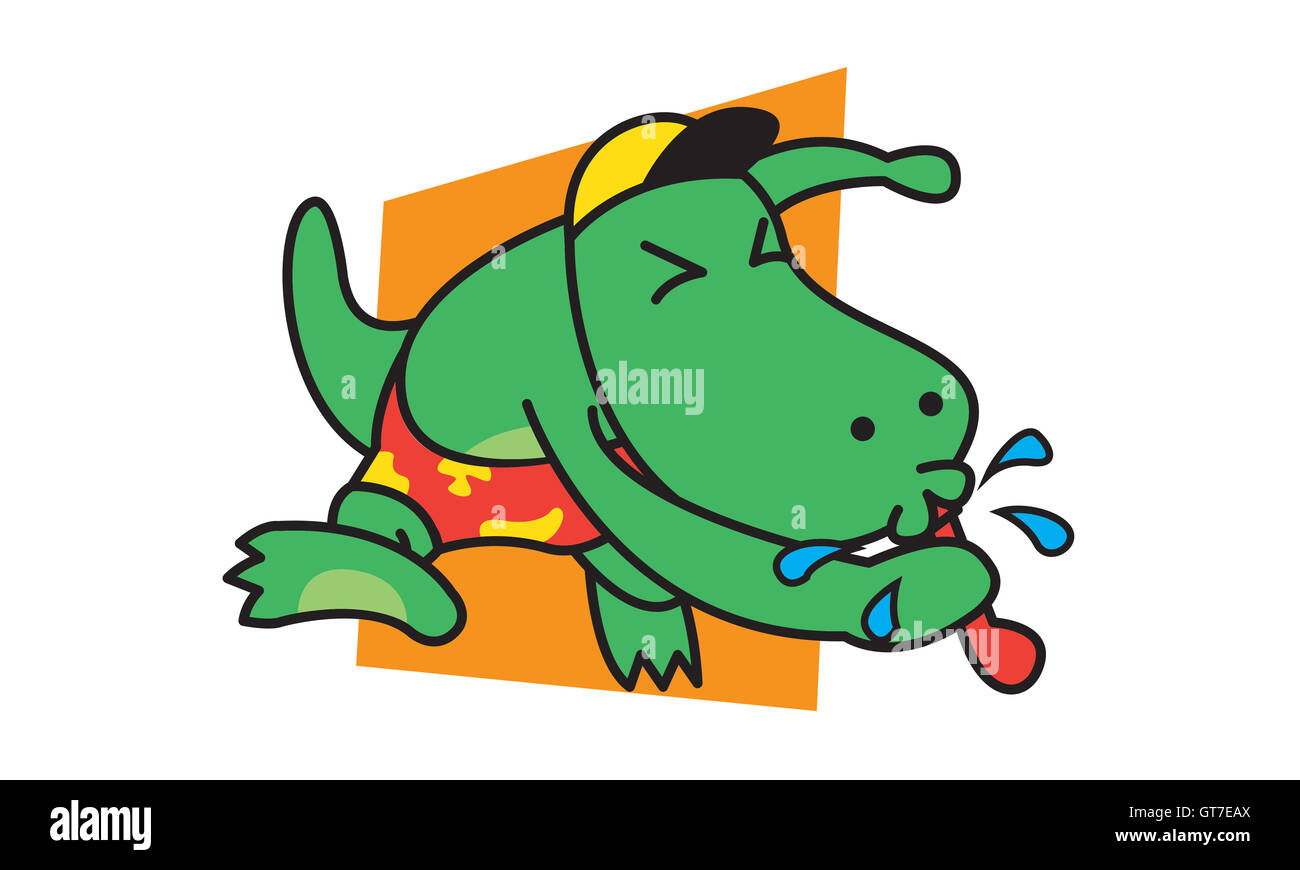 Dinosauro soffiare il fischietto arte vettoriale Foto Stock