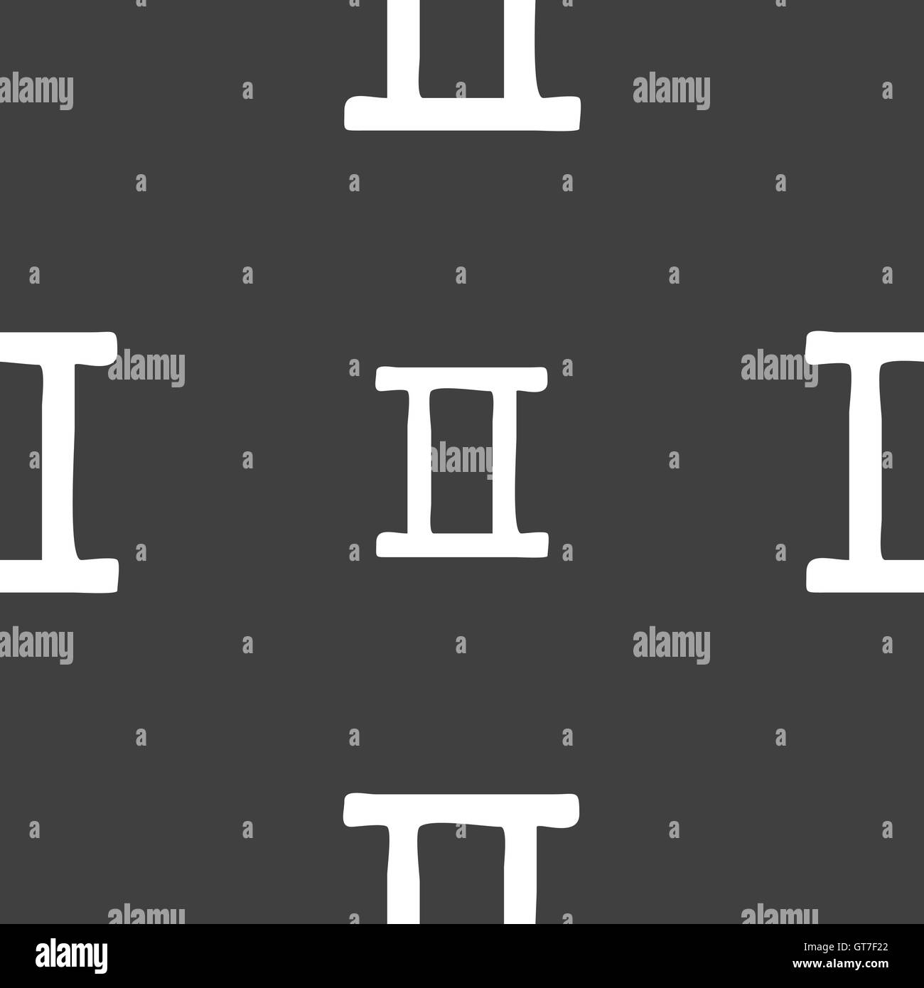 Gemini segno. Seamless pattern su uno sfondo grigio. Vettore Illustrazione Vettoriale