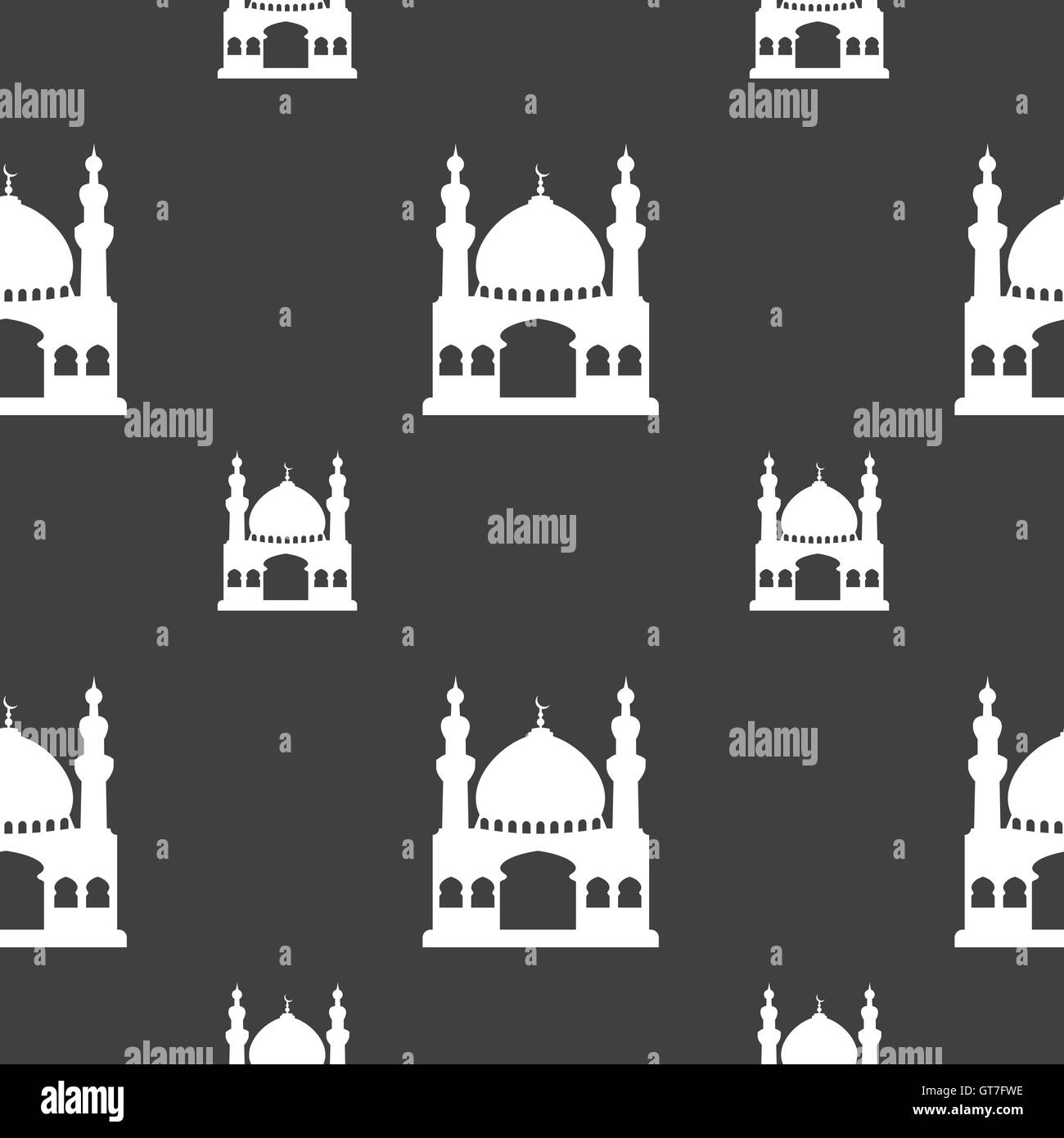Architettura turca, Moschea di segno. Seamless pattern su uno sfondo grigio. Vettore Illustrazione Vettoriale