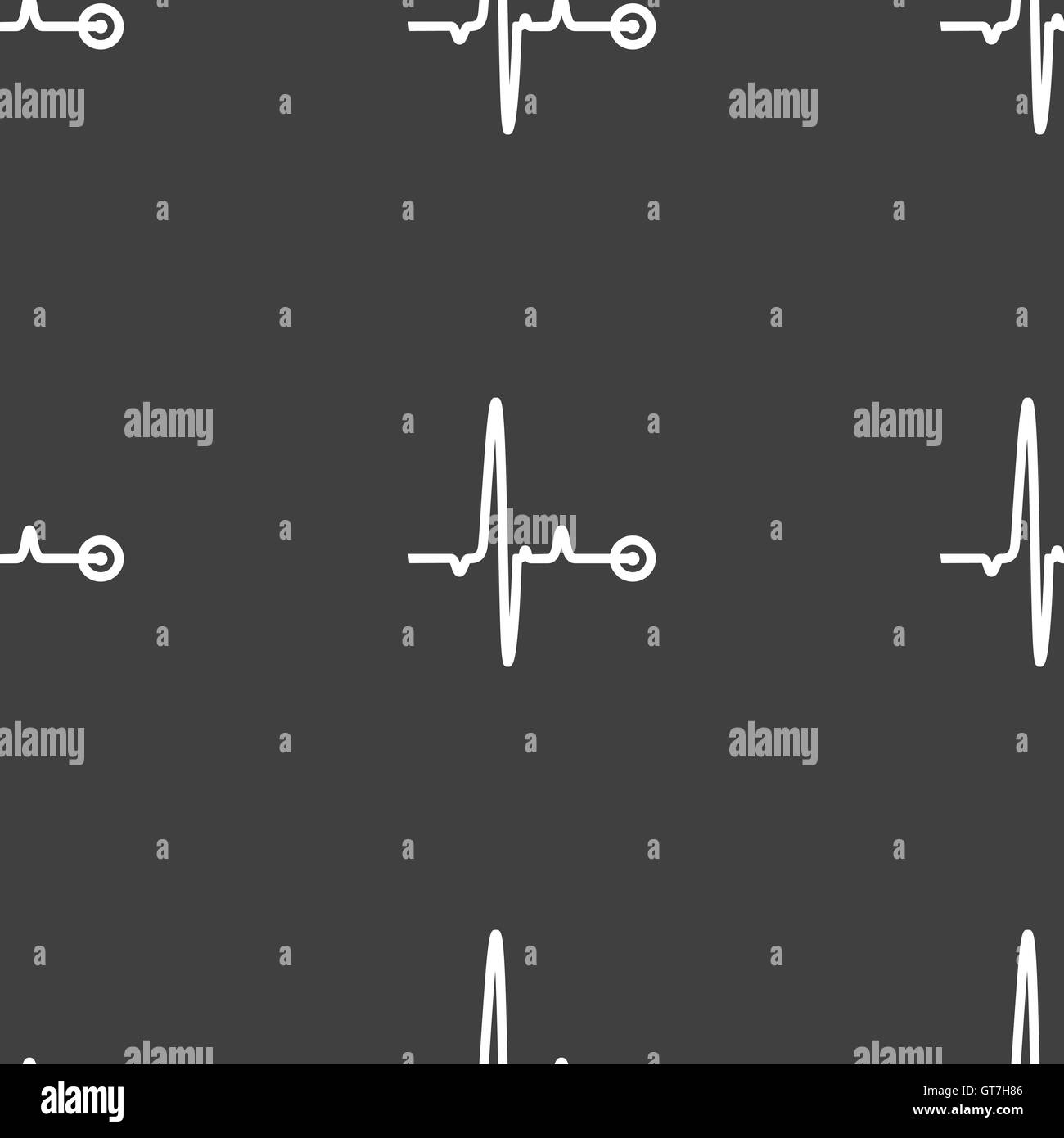 Segno di heartbeat. Seamless pattern su uno sfondo grigio. Vettore Illustrazione Vettoriale