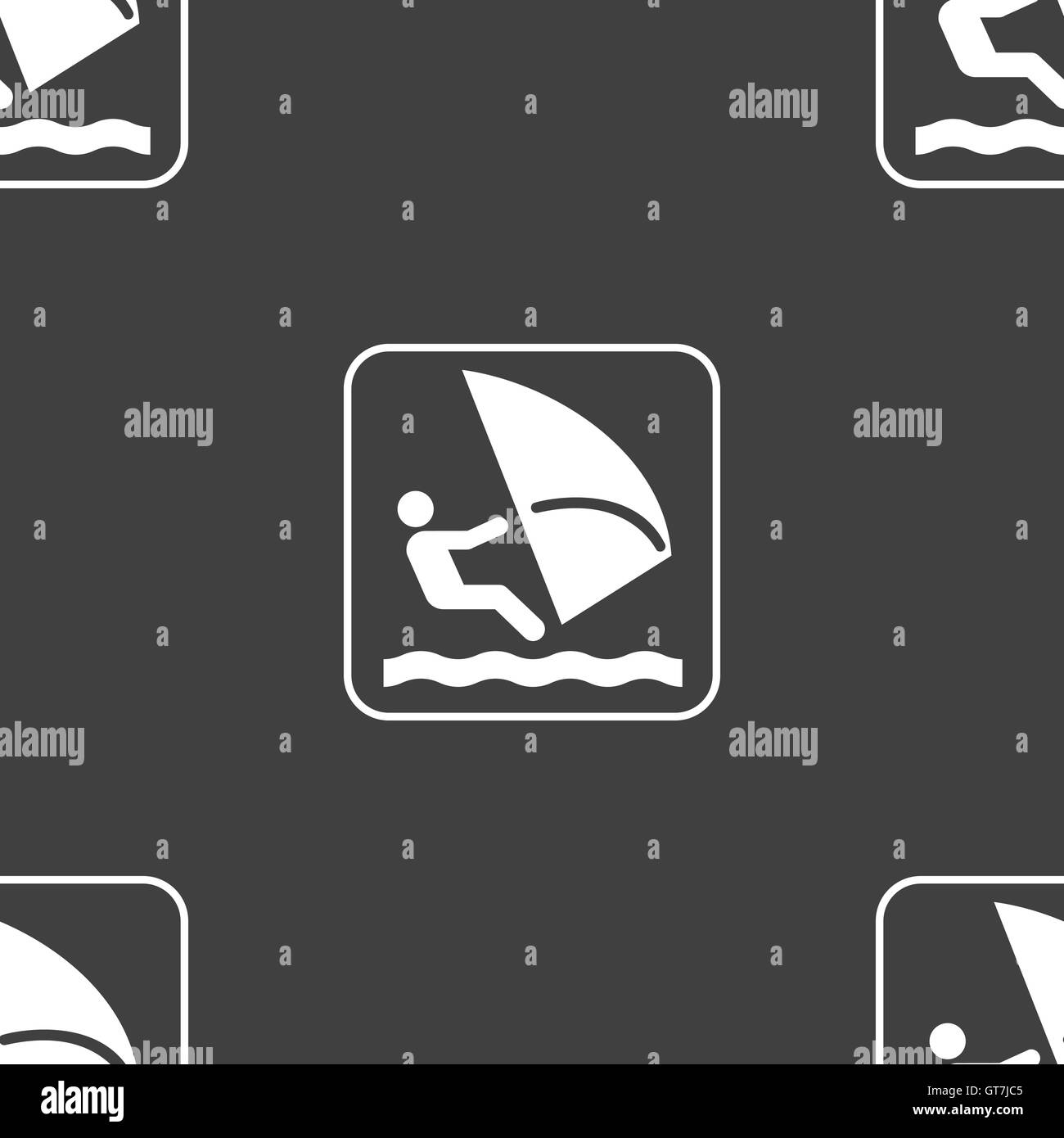 Windsurf segno. Seamless pattern su uno sfondo grigio. Vettore Illustrazione Vettoriale