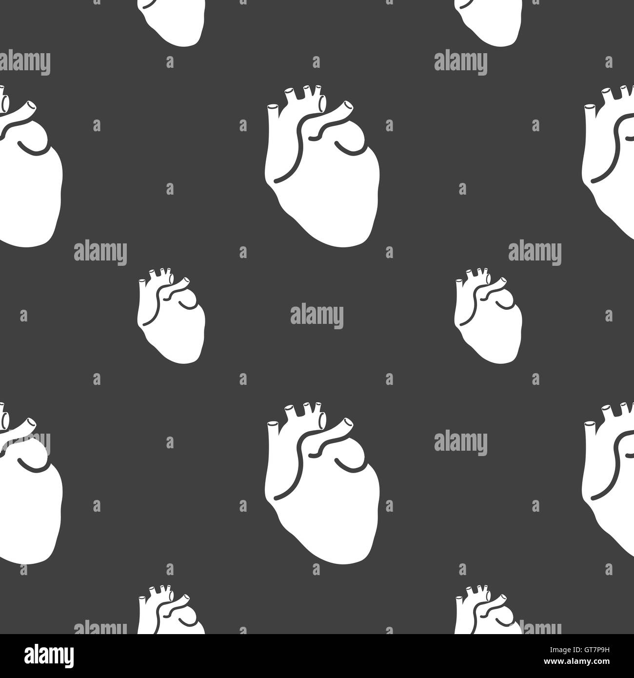 Cuore umano segno. Seamless pattern su uno sfondo grigio. Vettore Illustrazione Vettoriale