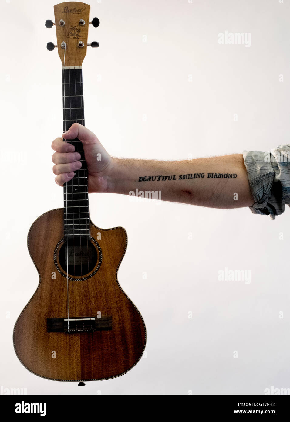 Ukulele e Busker in Studio Foto Stock