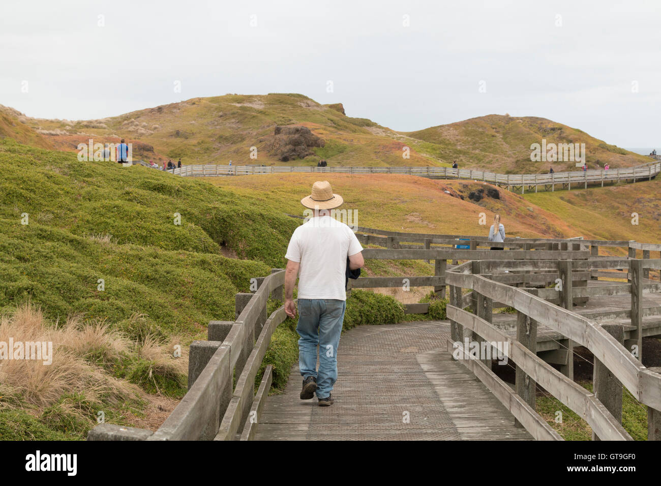 Camminare lungo la passeggiata a mare ai Nobbies Foto Stock