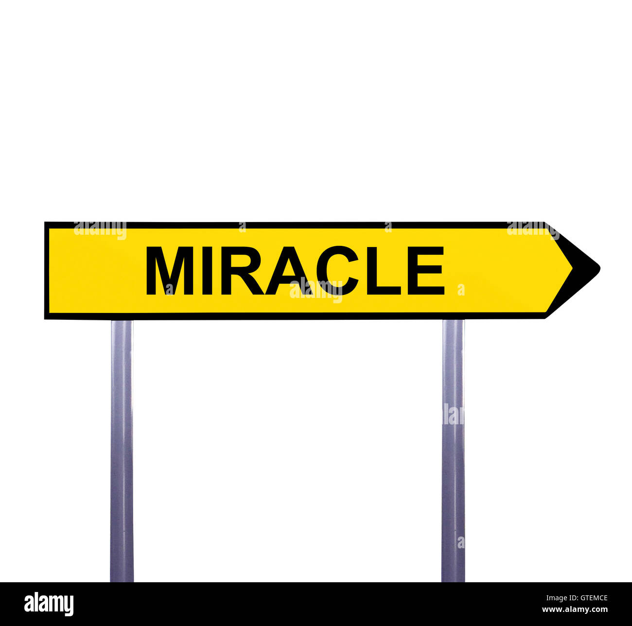 Freccia concettuale segno isolato su bianco - MIRACOLO Foto Stock