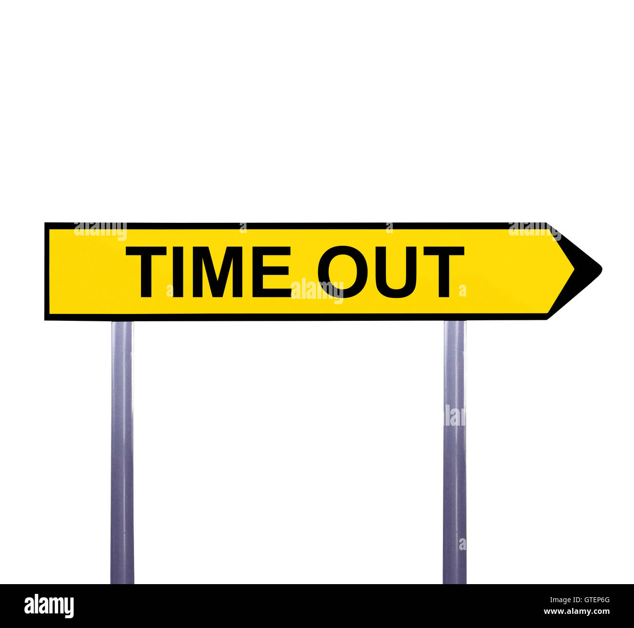 Freccia concettuale segno isolato su bianco - TIME OUT Foto Stock