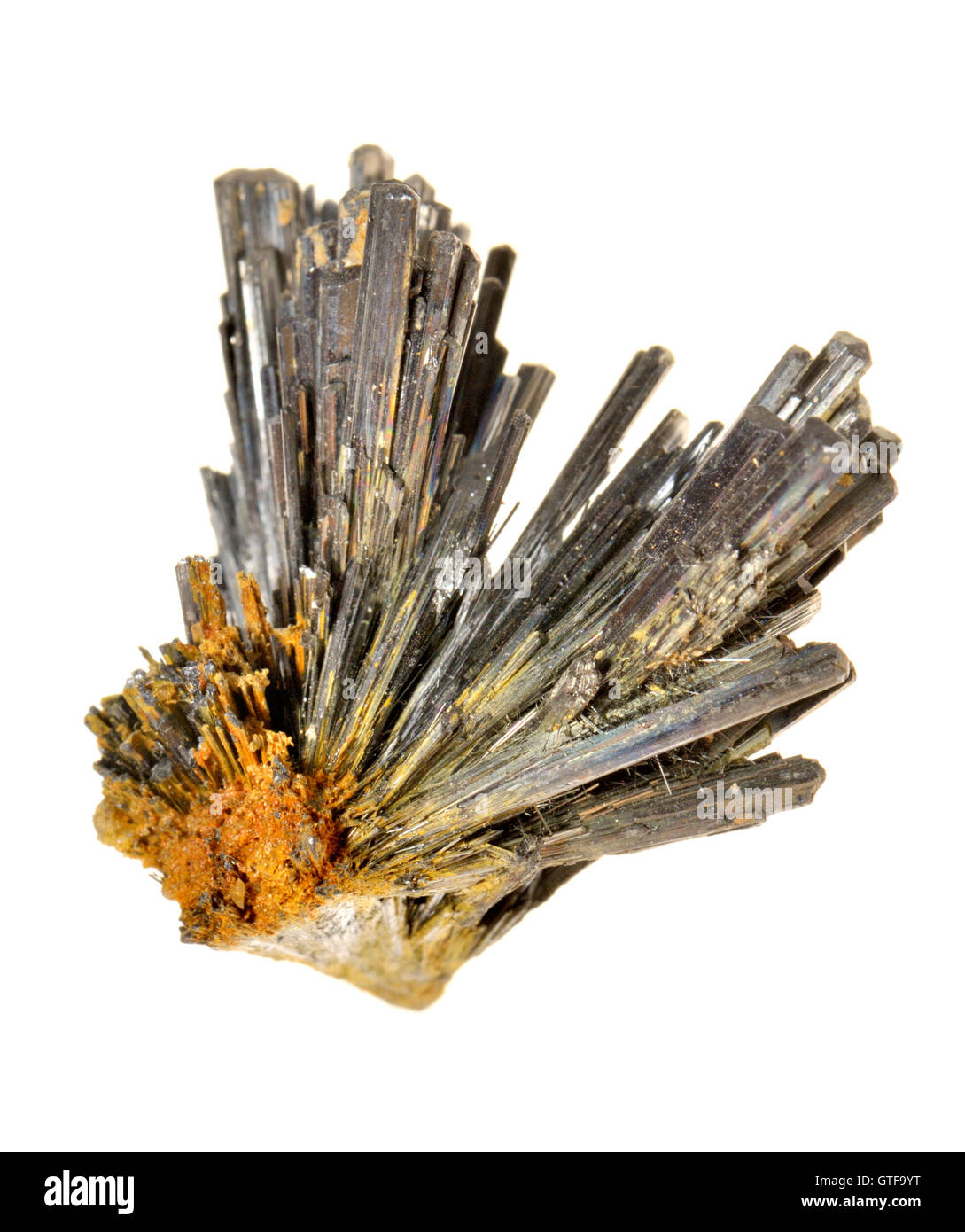 Stibnite / cristalli di Antimonite (Herja miniera, Romania) solfuro, minerale di antimonio Foto Stock