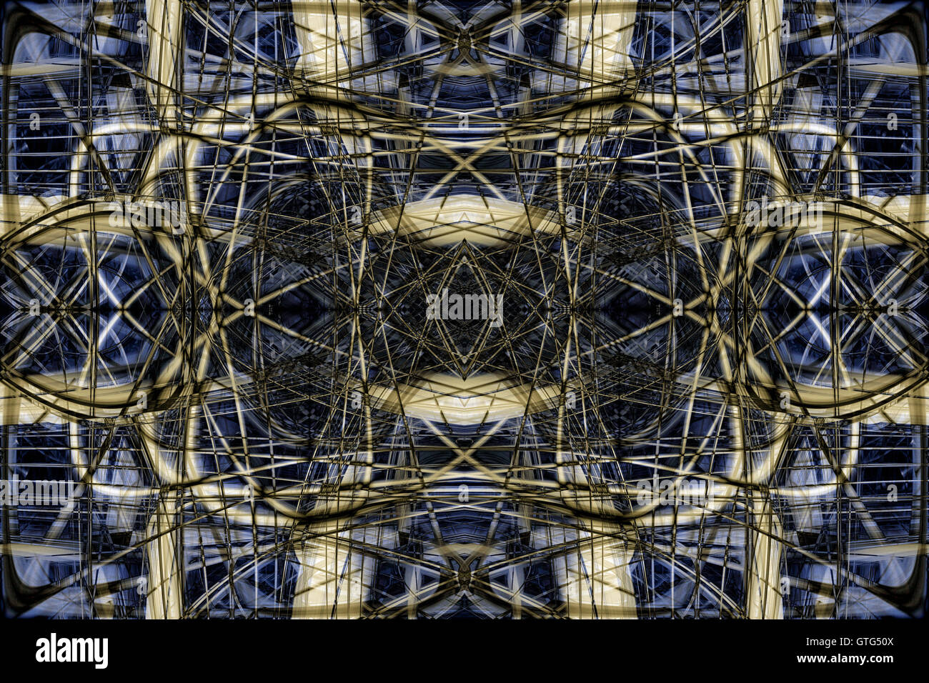 Blu e Giallo fantasia astratta costruzione Foto Stock