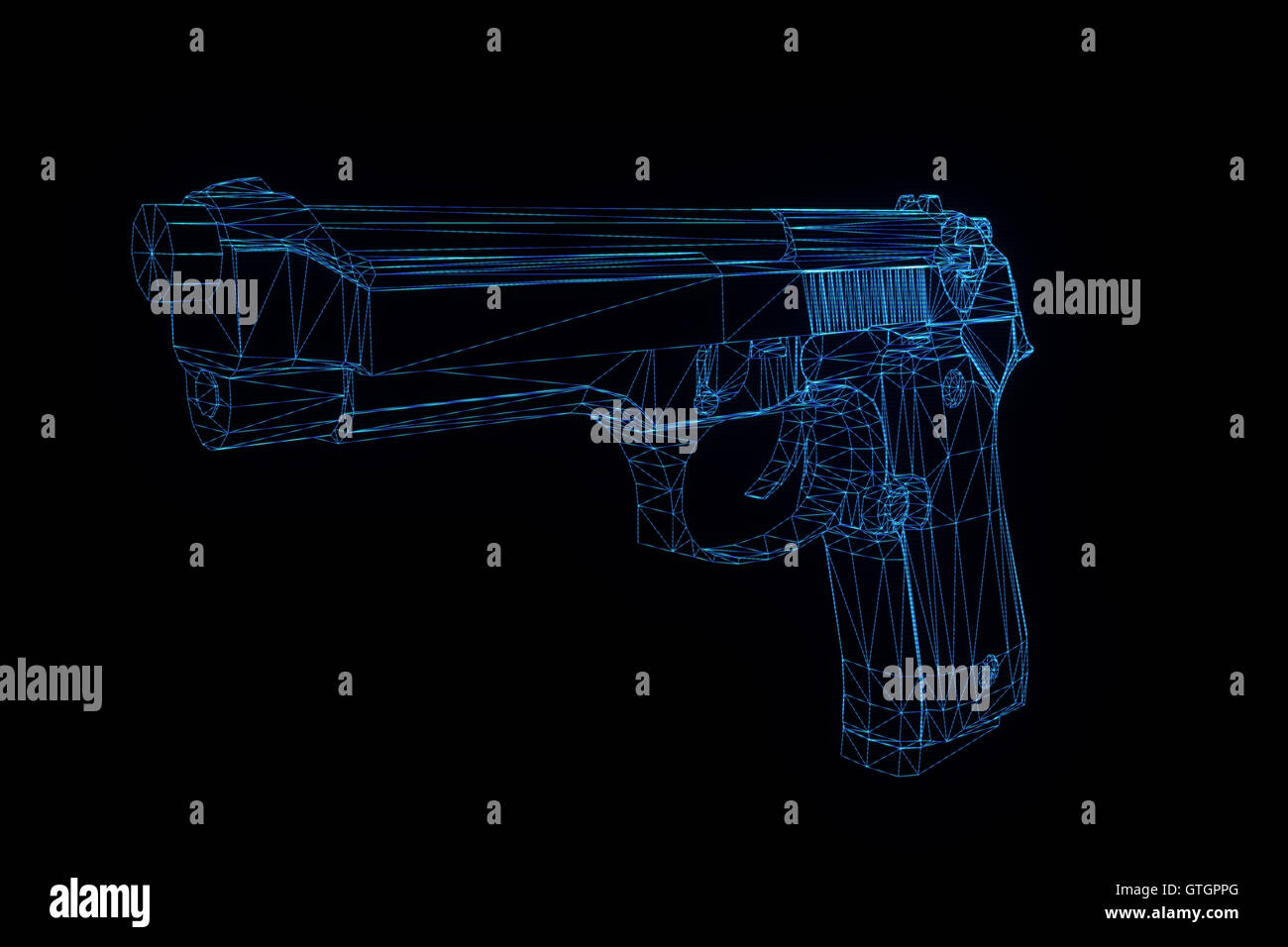 3D la pistola in movimento. Bello il rendering 3D. Foto Stock