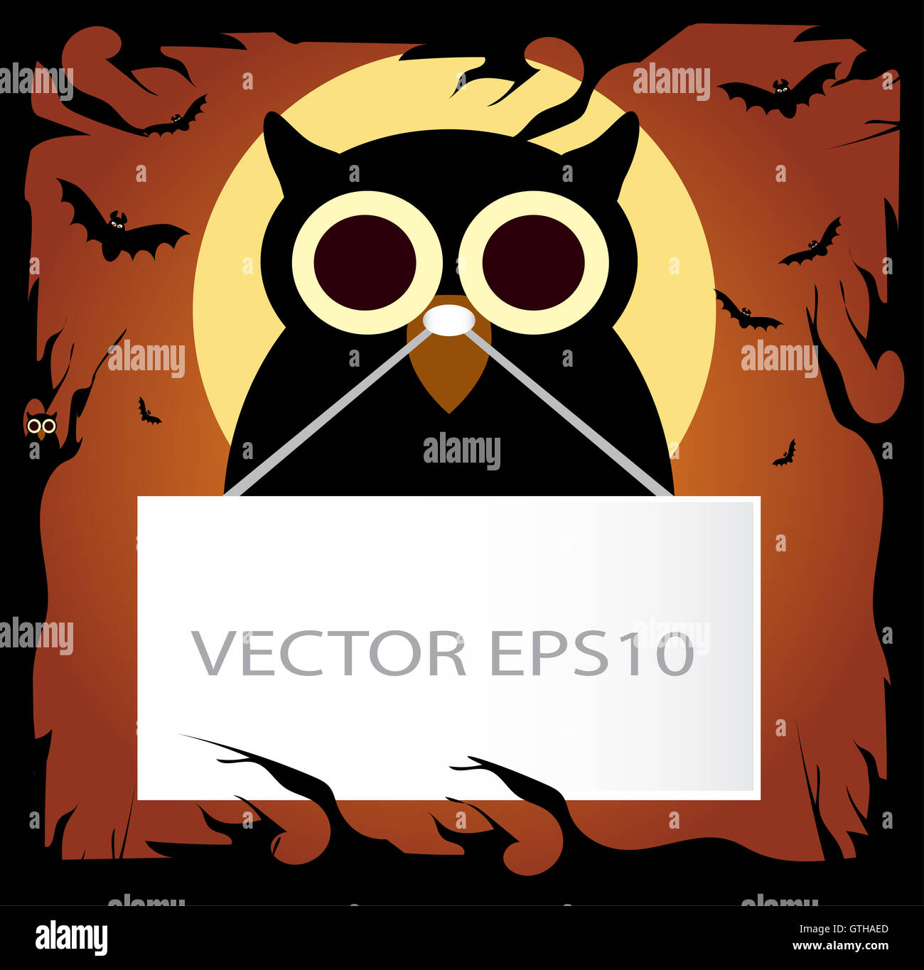 Sfondo di Halloween con il gufo e vettore di poster Foto Stock