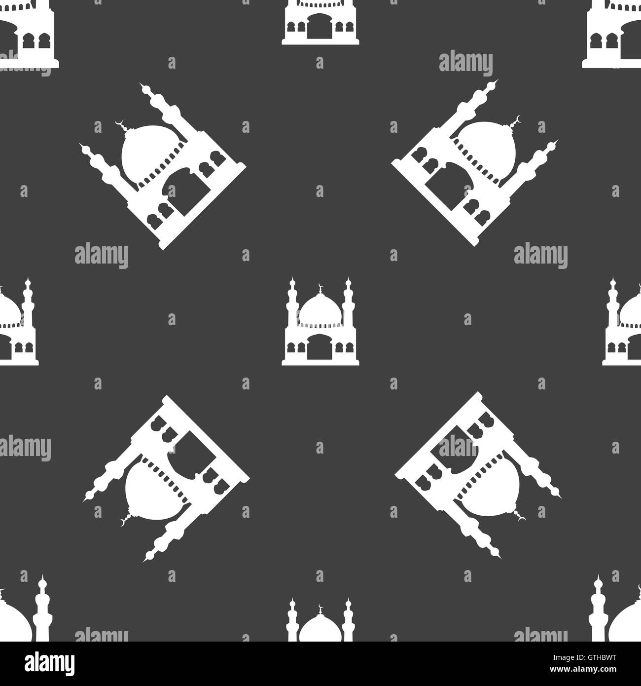 Architettura turca, Moschea di segno. Seamless pattern su uno sfondo grigio. Vettore Illustrazione Vettoriale