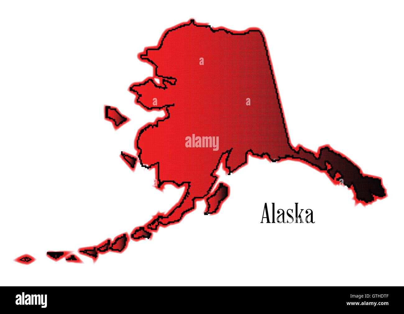Profilo del membro di Alaska in mezzitoni e isolate su uno sfondo bianco Illustrazione Vettoriale