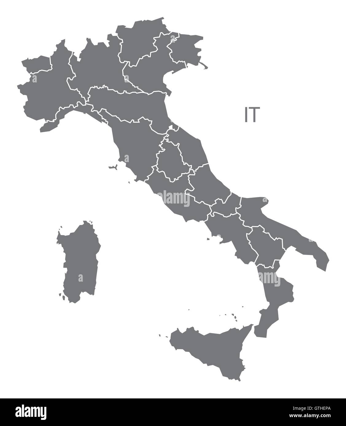 Italia mappa dei grigi vettore isolato Illustrazione Vettoriale