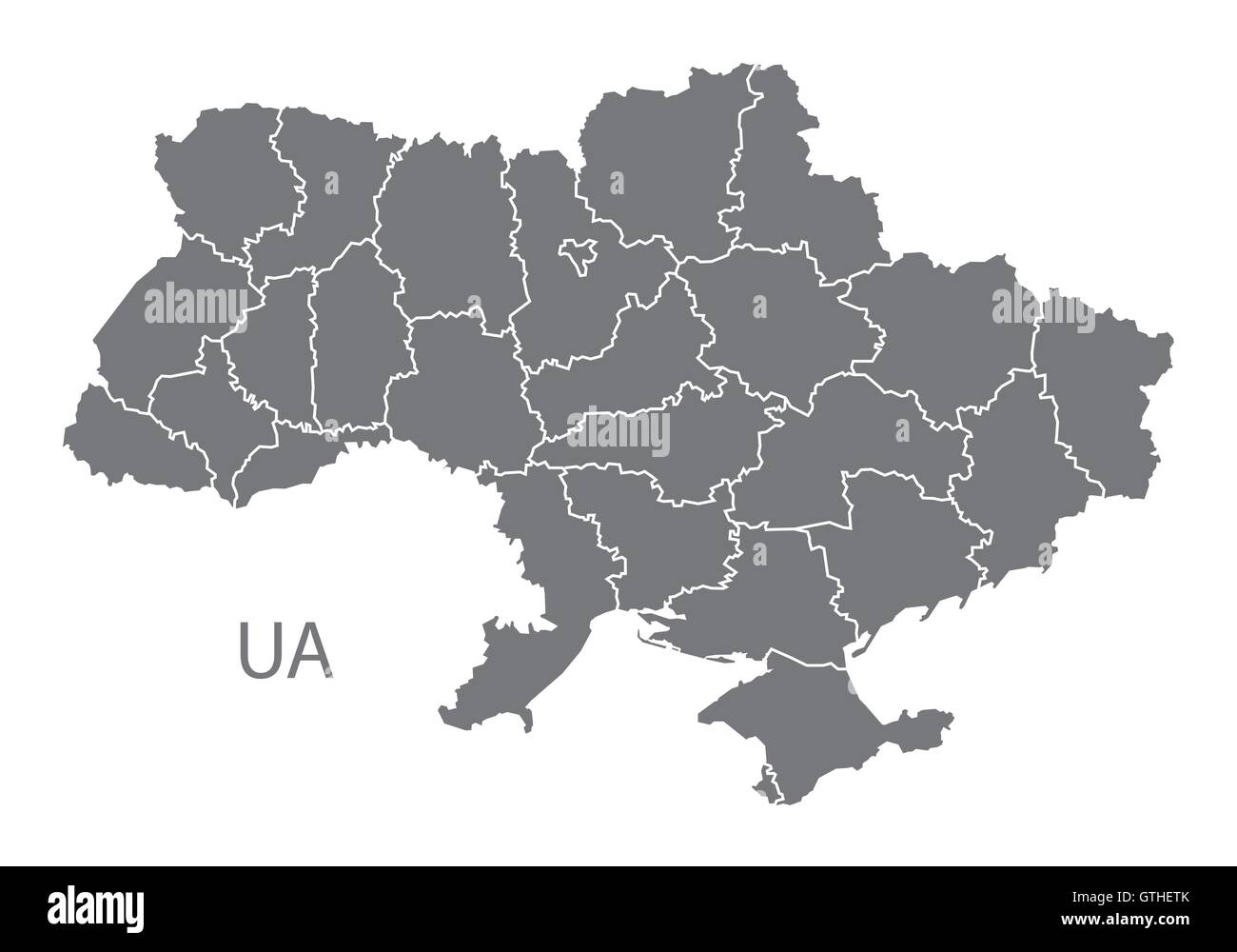 L'Ucraina mappa dei grigi vettore Illustrazione Vettoriale