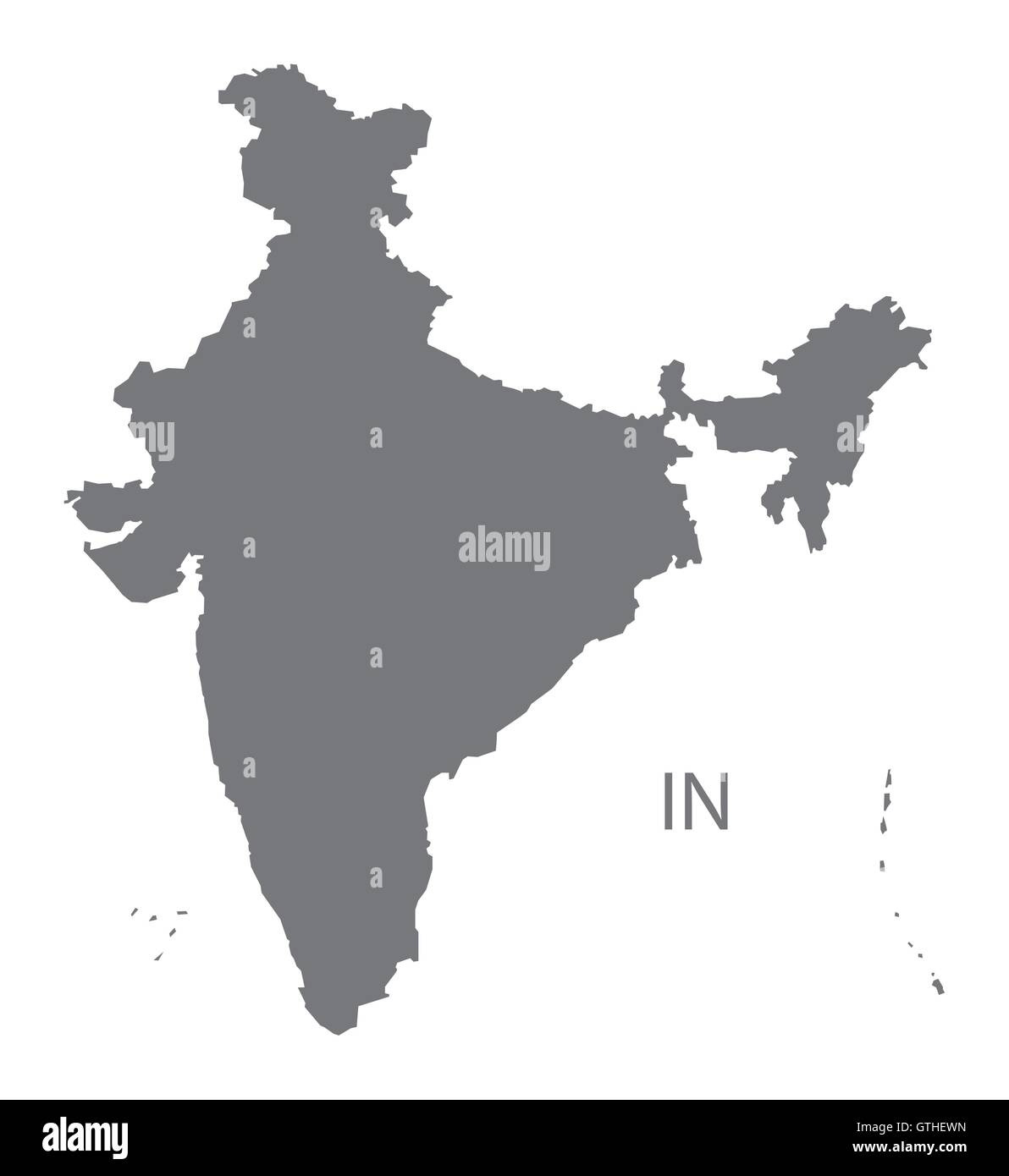 India mappa dei grigi vettore Illustrazione Vettoriale